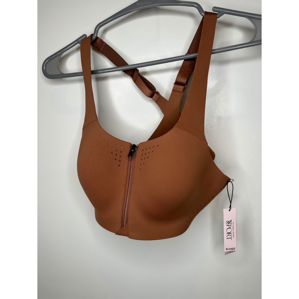 Victoria's Secret Sport Featherweight Max Front-Close Sports Bra Brown 34B NEW